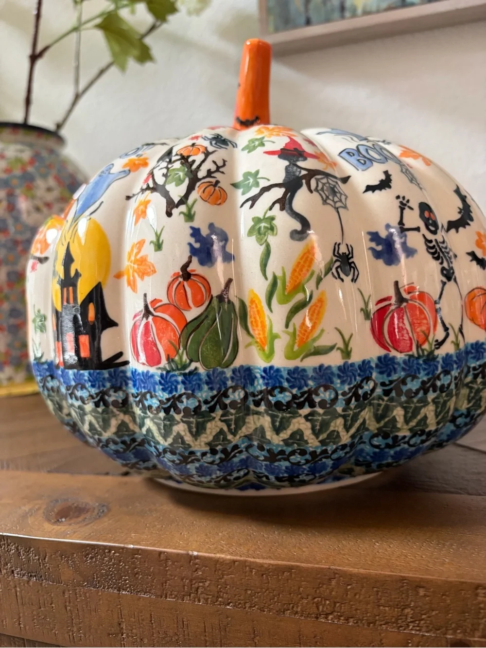 Polish Pottery Boleslawiec Poland Ceramic Halloween Jack-O'-Lantern New